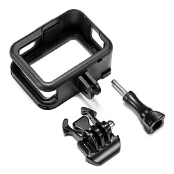 Boîtier de cadre de caméra bordure coque de protection accessoires pour Go Pro Hero8 noir avec prise mobile à traction rapide et vis (noir)