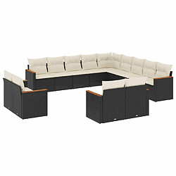 Maison Chic Salon de jardin avec coussins 13 pcs, Ensemble Tables et chaises de jardin, noir résine tressée -GKD116942