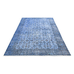 Avis Vidal Tapis de laine 254x165 Bleu Ultra Vintage