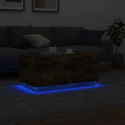 Maison Chic Table basse pour salon | Table à café avec lumières LED chêne fumé 90x50x40 cm -GKD31924 pas cher