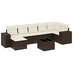 vidaXL Salon de jardin 8 pcs avec coussins marron résine tressée