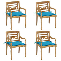 vidaXL Chaises Batavia avec coussins lot de 4 Bois de teck solide