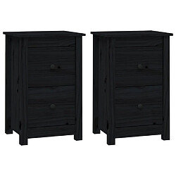 Maison Chic Lot de 2 Tables de chevet - Tables de Nuit Noir 40x35x61,5 cm Bois de pin massif