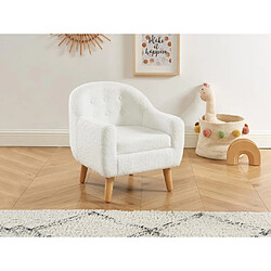 Vente-Unique Fauteuil pour enfant en tissu bouclette blanc CASORLA