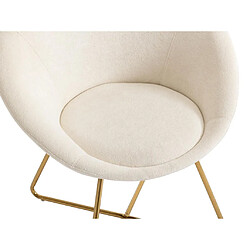 Vente-Unique Chaise en tissu bouclette et métal doré - Blanc - BURBAN pas cher