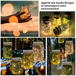 Outsunny Lumière de jardin solaire - pots mason jar 4 pièces - lanterne de verre solaire LED étanche norme IP 44 - lampes décoratives de jardin 4 couleurs pas cher