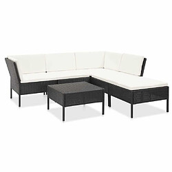 Maison Chic Salon de jardin 6 pcs + coussins - Mobilier/Meubles de jardin - Table et chaises d'extérieur Résine tressée Noir -MN77843