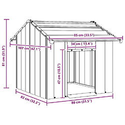 vidaXL Niche pour chien avec toit noir 85x107x81 cm acier galvanisé pas cher