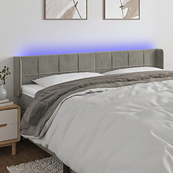 Maison Chic Tête de lit scandinave à LED,meuble de chambre Gris clair 203x16x78/88 cm Velours -MN20792