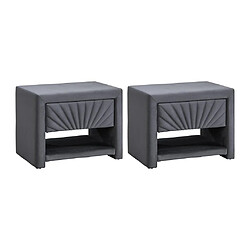 Acheter Vente-Unique Lot de 2 tables de chevet - 1 tiroir et 1 niche - Velours - Gris anthracite - ULAMI