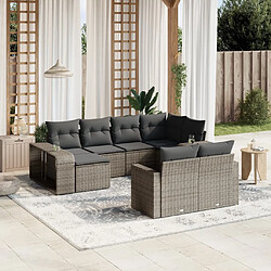 Maison Chic Salon de jardin avec coussins 10 pcs, Ensemble Tables et chaises de jardin, gris résine tressée -GKD308403