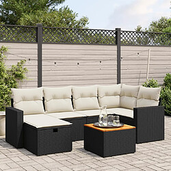 Maison Chic Ensemble Tables et chaises d'extérieur 7pcs avec coussins,Salon de jardin noir résine tressée -GKD926280