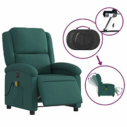 Maison Chic Fauteuil Relax pour salon, Fauteuil de massage inclinable électrique Vert foncé Tissu -GKD32372 pas cher