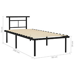 vidaXL Cadre de lit sans matelas noir métal 90x200 cm pas cher