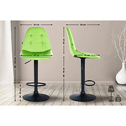 Avis Decoshop26 Tabouret de bar x1 avec repose-pieds hauteur réglable pivotant assise en PVC vert cadre métallique noir 10_0004816