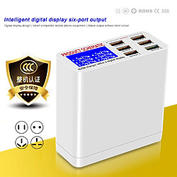 Universal Chargeur USB blanc avec écran LCD 6 ports Chargeur de téléphone de bureau Smartphone à charge rapide Tablette pas cher