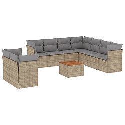 vidaXL Salon de jardin et coussins 11 pcs mélange beige résine tressée