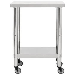 Avis Helloshop26 Table de travail de cuisine avec roues 80 x 30 x 85 cm acier inoxydable 02_0001915