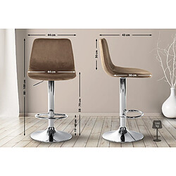 Acheter Decoshop26 Tabouret de bar x1 repose-pieds en métal confortable en forme d'arc assise en velours marron 10_0004777