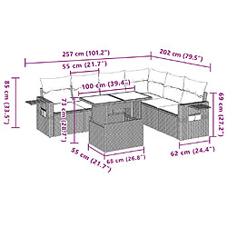 Acheter vidaXL Salon de jardin avec coussins 7 pcs gris clair résine tressée