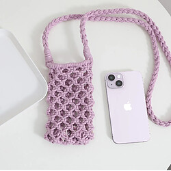 Avizar Sac Bandoulière pour Smartphone en Crochet Tressé Série TressBag Violet pas cher