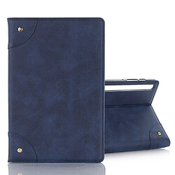 Wewoo Housse Coque Etui à rabat horizontal en cuir de style livre rétro pour Galaxy Tab S6 T860 / T865 avec supportemplacements de cartes et porte-monnaie bleu marine