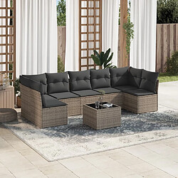 vidaXL Salon de jardin 8 pcs avec coussins gris résine tressée