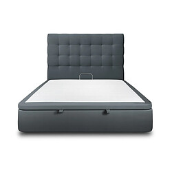 Sommeil de plomb Lit coffre 200x200cm avec tête de lit capitonnée Velours Gris anthracite - Hauteur totale : 39cm