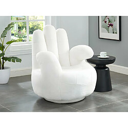 Vente-Unique Fauteuil main pivotant CATCHY en fausse fourrure - Blanc pas cher