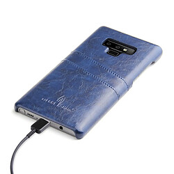 Wewoo Etui en Cuir Fierre Shann Retro Oil en Cuir PU pour Galaxy Note9, avec fentes pour cartes (Bleu) pas cher