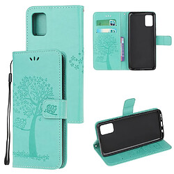 Etui en PU chouette avec support cyan pour votre Samsung Galaxy A91/S10 Lite/M80s