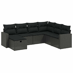 Maison Chic Ensemble Tables et chaises d'extérieur 7pcs avec coussins,Salon de jardin noir résine tressée -GKD898498