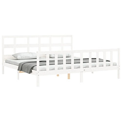 Acheter Maison Chic Lit adulte - Cadre Structure de lit avec tête de lit Contemporain blanc 200x200 cm bois massif -MN43002