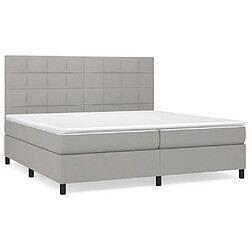 vidaXL Sommier à lattes de lit avec matelas Gris clair 200x200cm Tissu