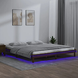 vidaXL Cadre de lit à LED sans matelas 120x190 cm bois massif 