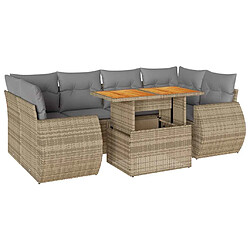 vidaXL Salon de jardin avec coussins 7 pcs beige résine tressée