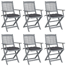 Maison Chic Lot de 6 Chaises pliables d'extérieur avec coussins | chaises de jardin | Fauteuil Relax Bois d'acacia -GKD60889