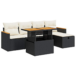 vidaXL Salon de jardin 6 pcs avec coussins noir résine tressée