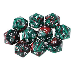 10pcs / set 20 faces d20 dés pour les donjons de jeu trpg u0026 dragons café vert pas cher