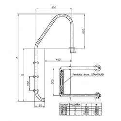 Gre Echelle standard inox pour piscine enterrée, 4 marches 1,50m