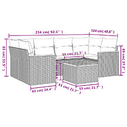 vidaXL Salon de jardin avec coussins 7 pcs gris résine tressée pas cher