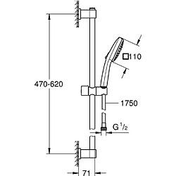 Avis Ensemble de douche avec pommeau 3 jets, barre et flexible - GROHE Vitalio Comfort 110 26096001 - Sélection facile - Economie d'eau