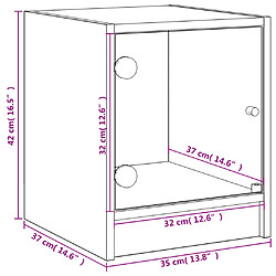 vidaXL Table de chevet avec porte en verre noir 35x37x42 cm pas cher