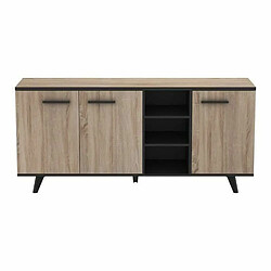 Demeyere Ensemble scandinave meuble TV + table basse + buffet mélaminé - chêne brossé et noir pas cher