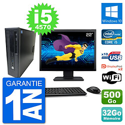 PC HP 800 G1 Ecran 22" Core i5-4570 RAM 32Go Disque 500Go Windows 10 Wifi - Occasion