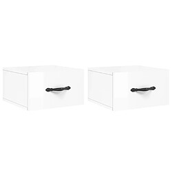 Maison Chic Lot de 2 Tables de Chevet murales - Tables de Nuit blanc brillant 35x35x20 cm