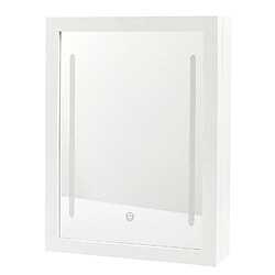 The Home Deco Factory Rangement mural avec miroir LED - Blanc - L. 30.4 x l.8.6 x H. 40cm