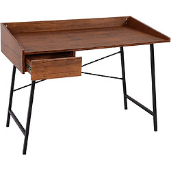 Decoshop26 Bureau table d'ordinateur de bureau avec tiroir de rangement 98x114x60cm MDF marron BUR04108