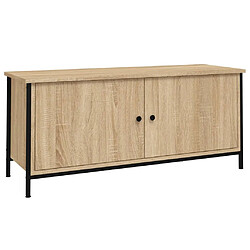 Maison Chic Meuble TV scandinave - Banc TV pour salon avec portes chêne sonoma 102x35x45 cm bois ingénierie -MN43182