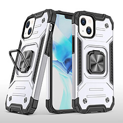 Coque en TPU antichoc, hybride avec béquille à anneau pour voiture argent pour votre Apple iPhone 13 6.1 pouces